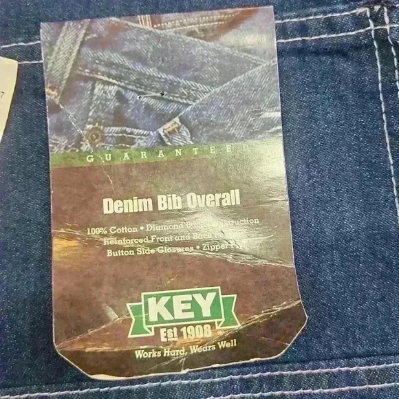 Key NWT overalls men's size 40 inseam 29 denim bib - Picture 4 of 10